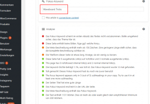 Wordpress SEO Optimierung